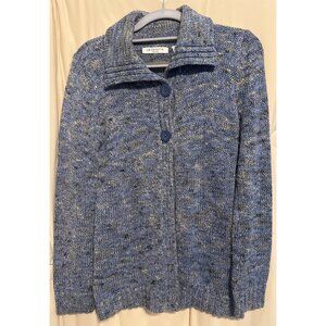 Liz Claiborne PS Cardigan Blue Marled Yarn Sweater
